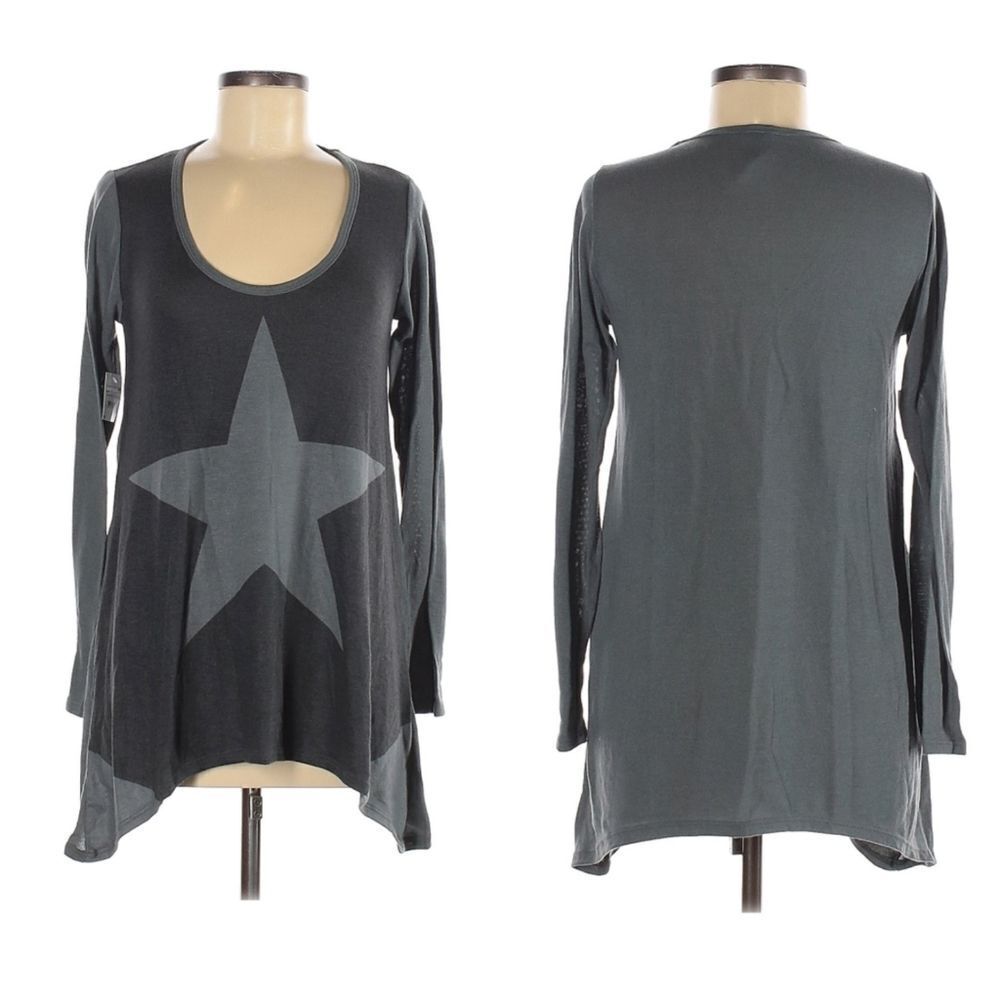 NWT GO COUTURE Gray Star Long Sleeve Shirt M